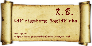 Königsberg Boglárka névjegykártya